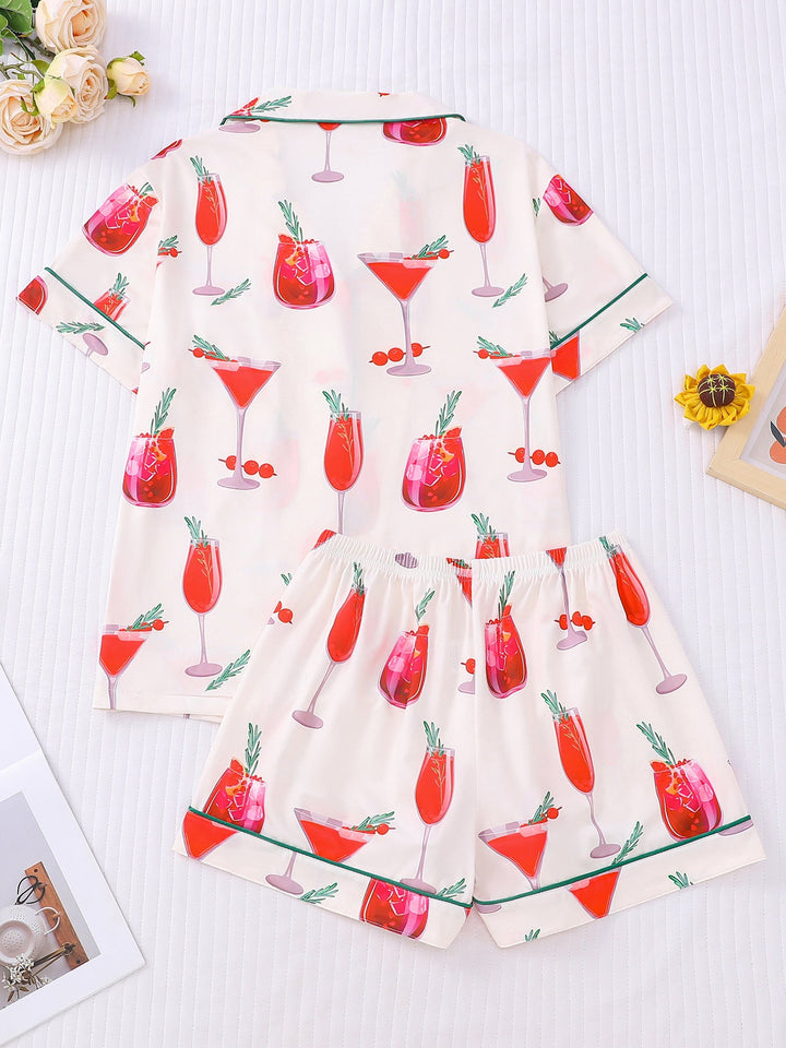 Cocktail Print Pajama Set