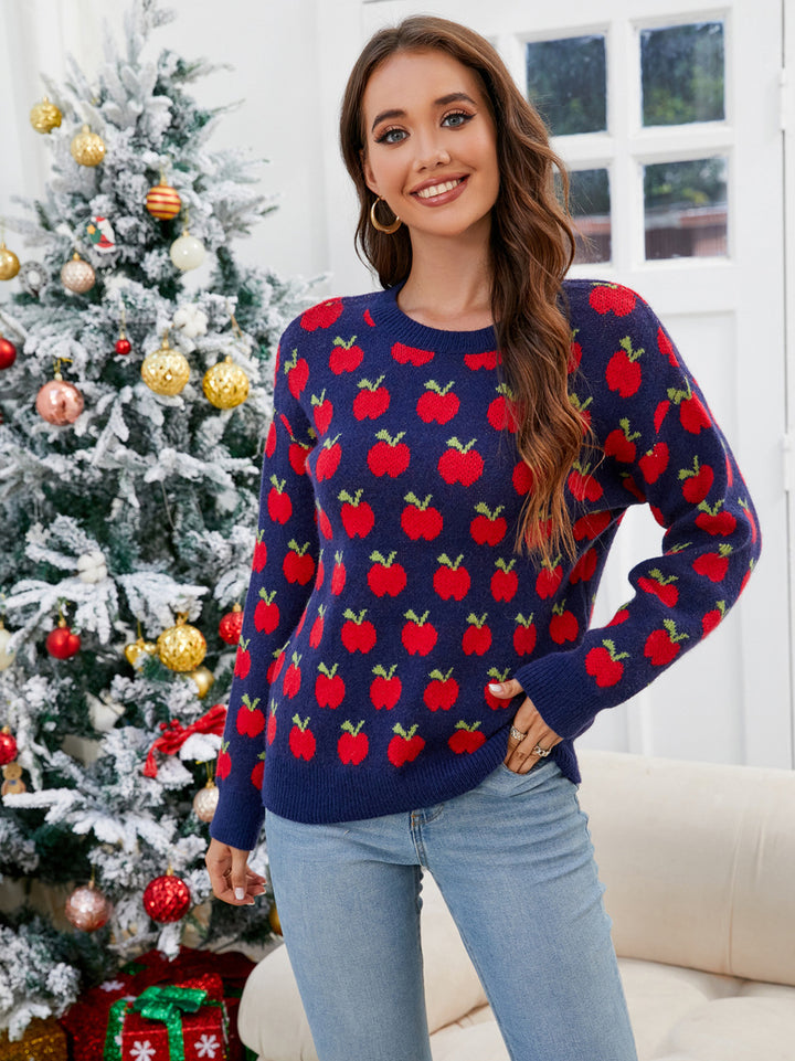 Festive Apple Knit Sweater