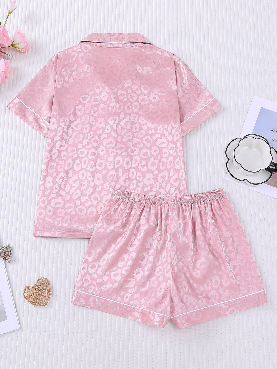 Leopard Print Silky Pajama Set