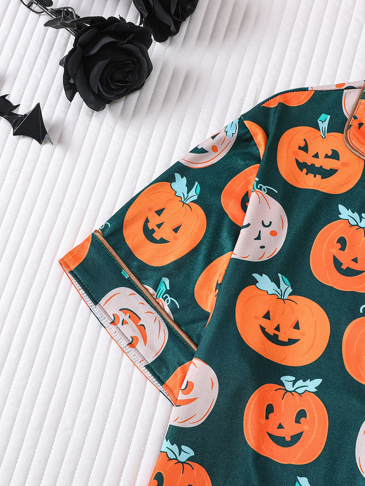 Happy Pumpkin Short Sleeve Pajama Pant Set