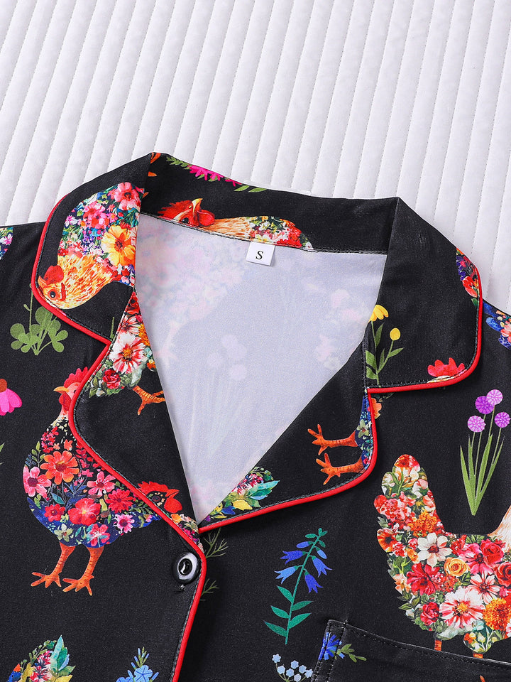 Garden Floral Chicken Pajama Set