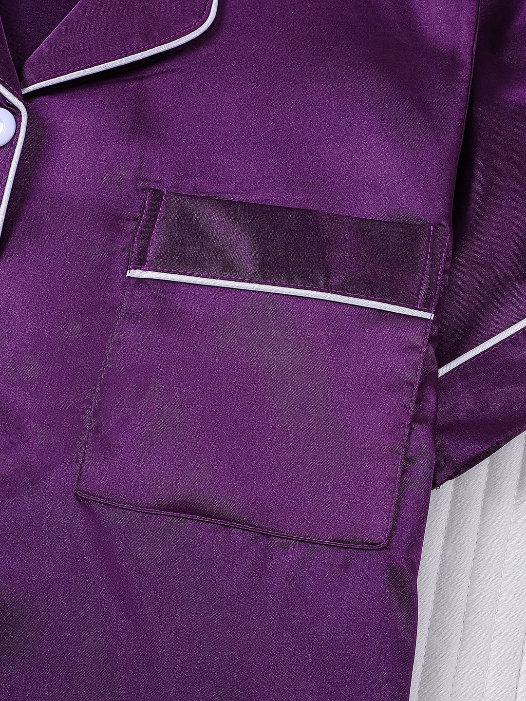 Smooth Fabric Contrast Piping Women's Pajama Set