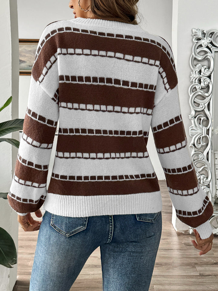 Geometric Pattern Stripe Sweater