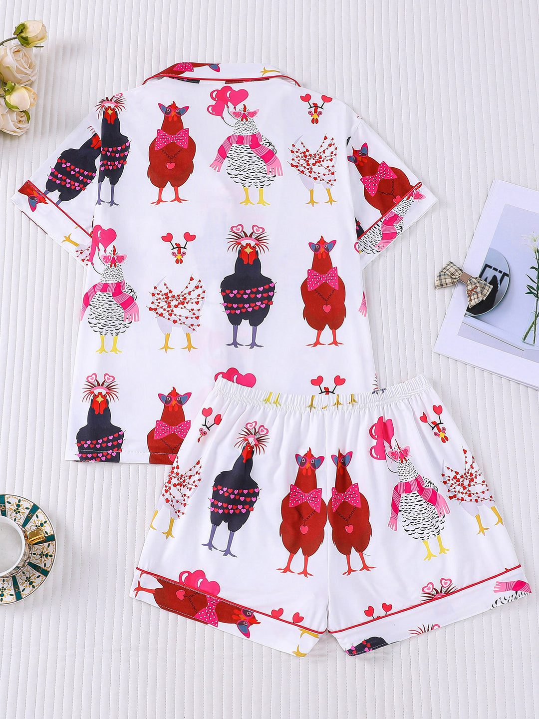 Cute Valentine Chicken Pajama Set XL