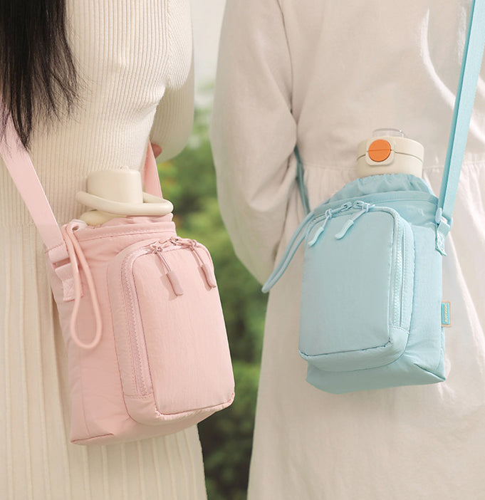 Compact Bottle Carrier Crossbody Bag with Pocket