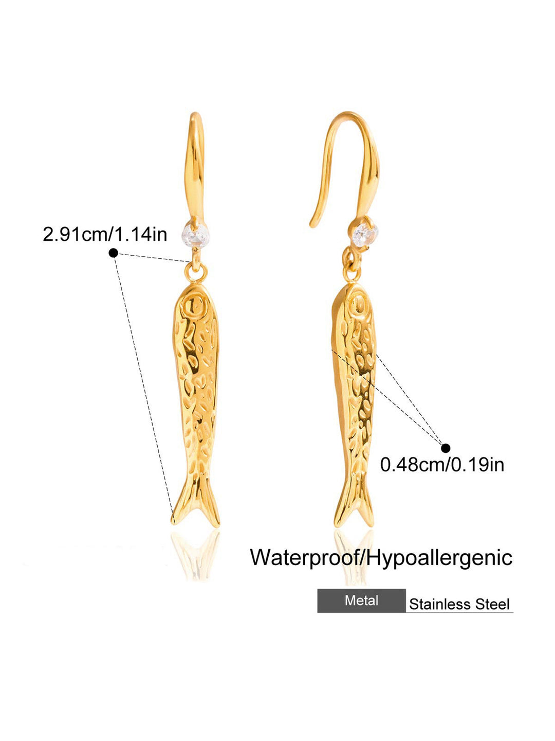 Golden Coastal Fish Drop Earrings