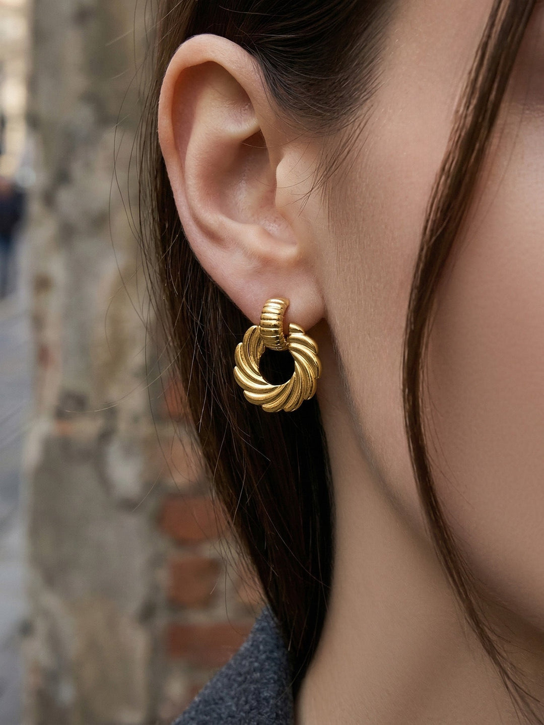 Chunky Twisted Gold Stud Earrings