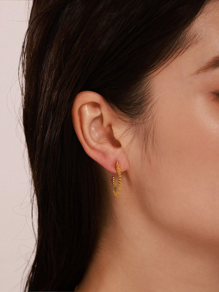 Sunburst Textured Open Hoop Earrings