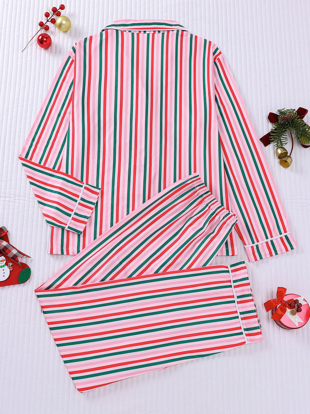 Christmas Stripe Long Sleeve Pajama Set