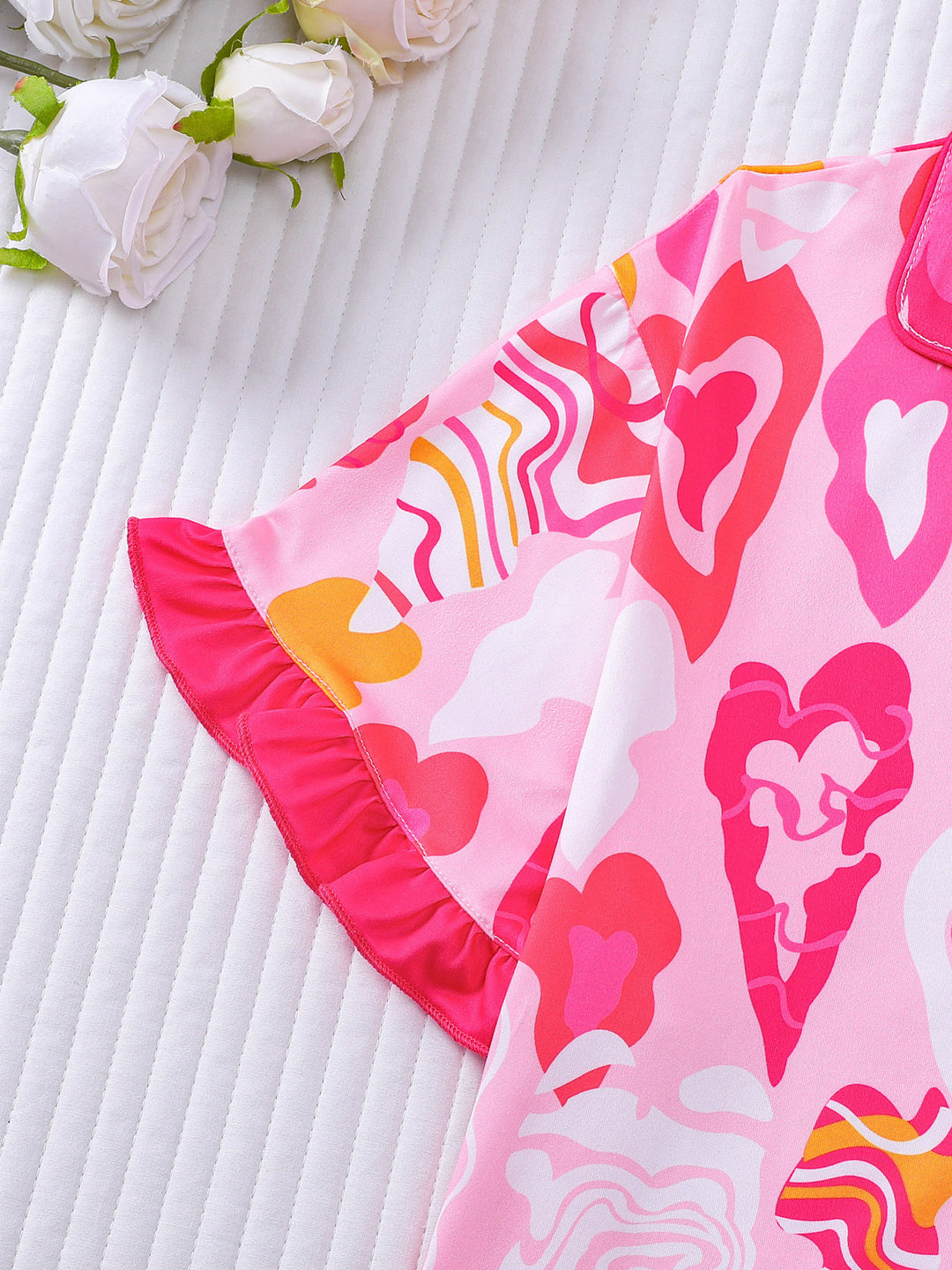 Groovy Heart Print Pajama Set