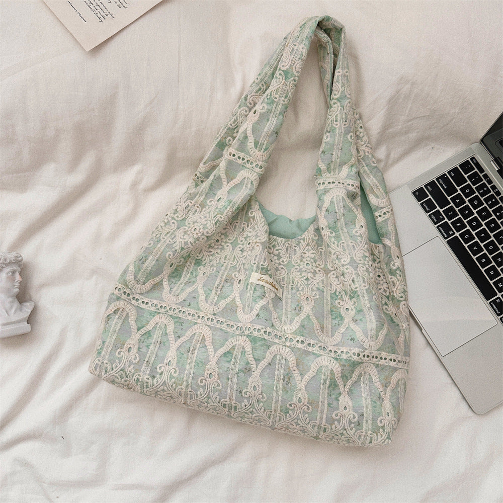 Lace Detail Slouchy Shoulder Bag