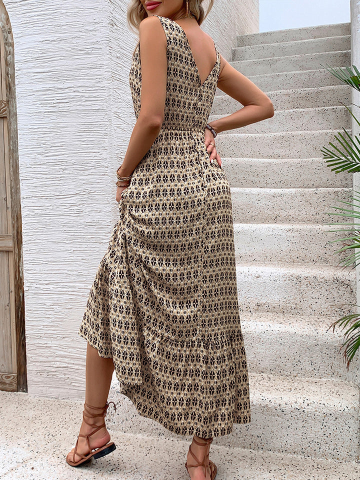 Vneck Patterned Maxi Dress