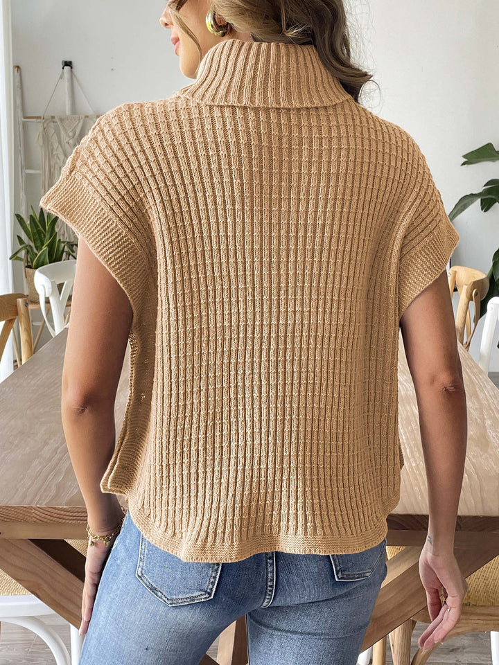 Button Detail Turtleneck Pullover Sweater Vest