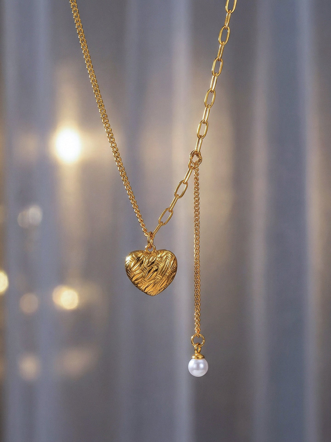 Heart Drop Pearl Necklace