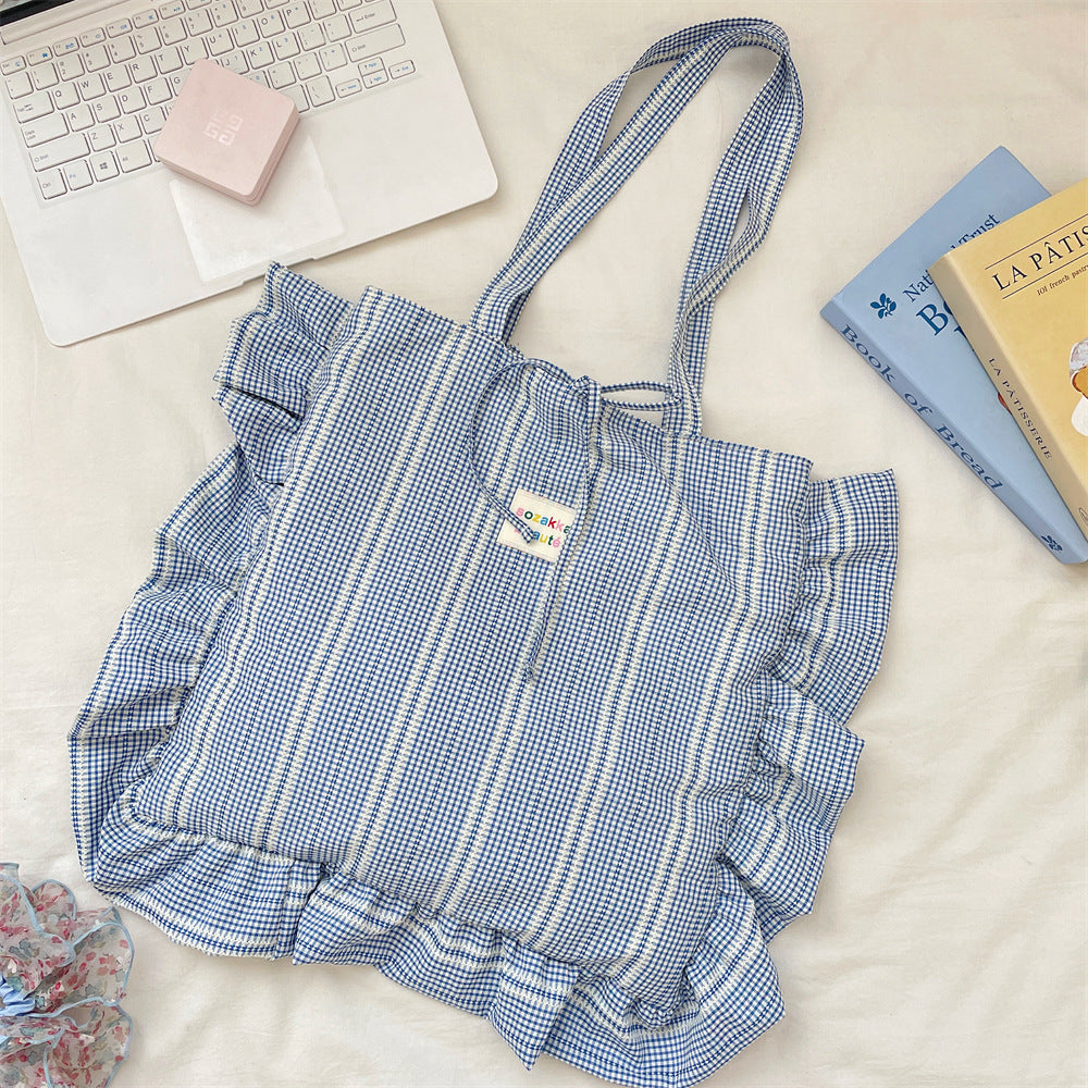 Patriotic Ruffle Gingham Tote Bag