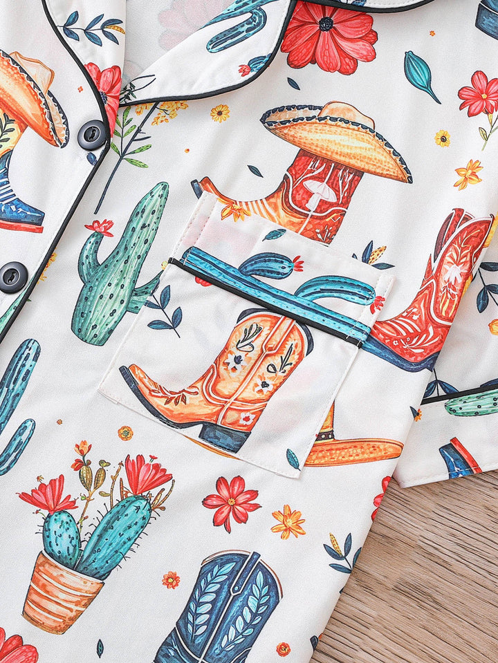 Cowboy Western Print Pajama Set