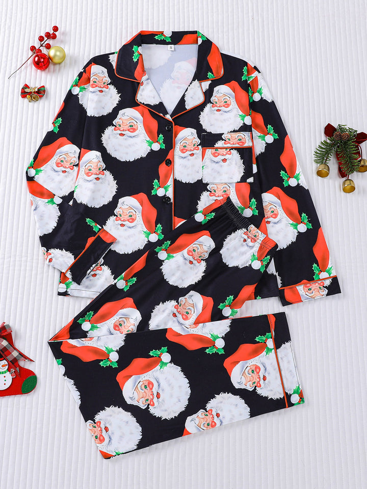 Vintage Santa Holiday Long Sleeve Pajama Set