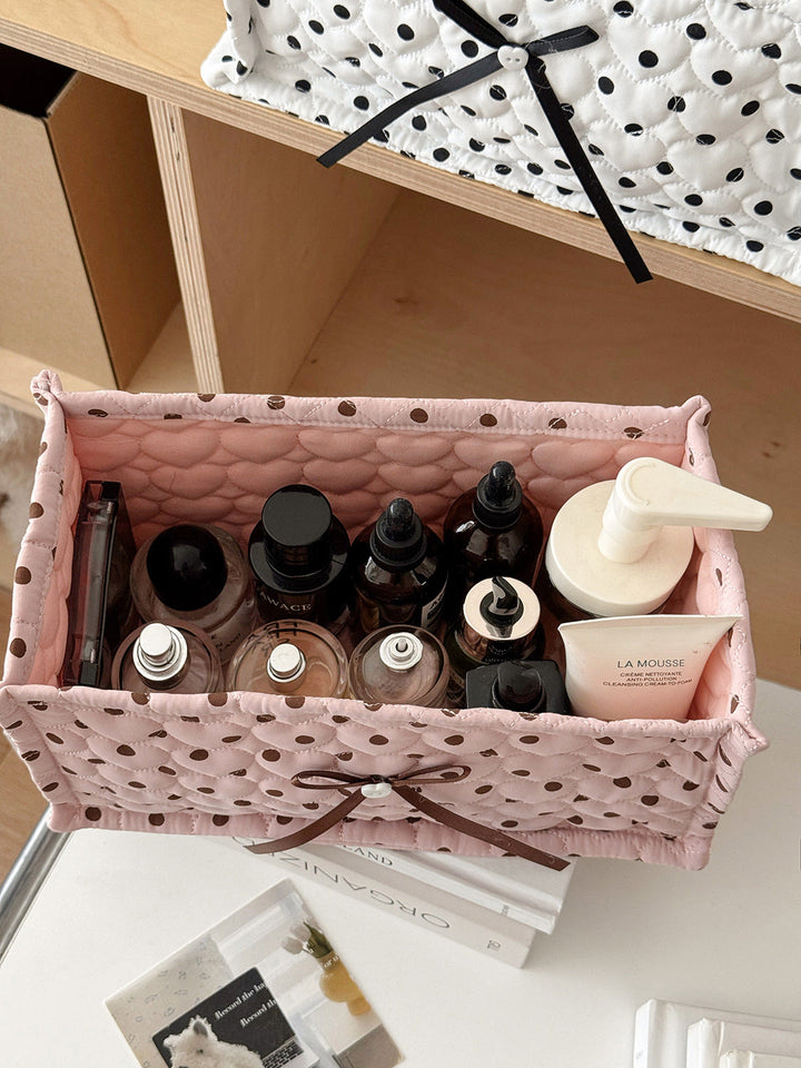Ribbon Detail Polka Dot Storage Basket