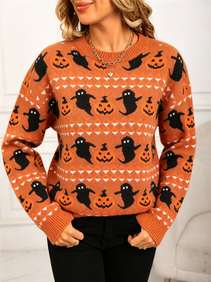Ghost & Pumpkin Halloween Sweater