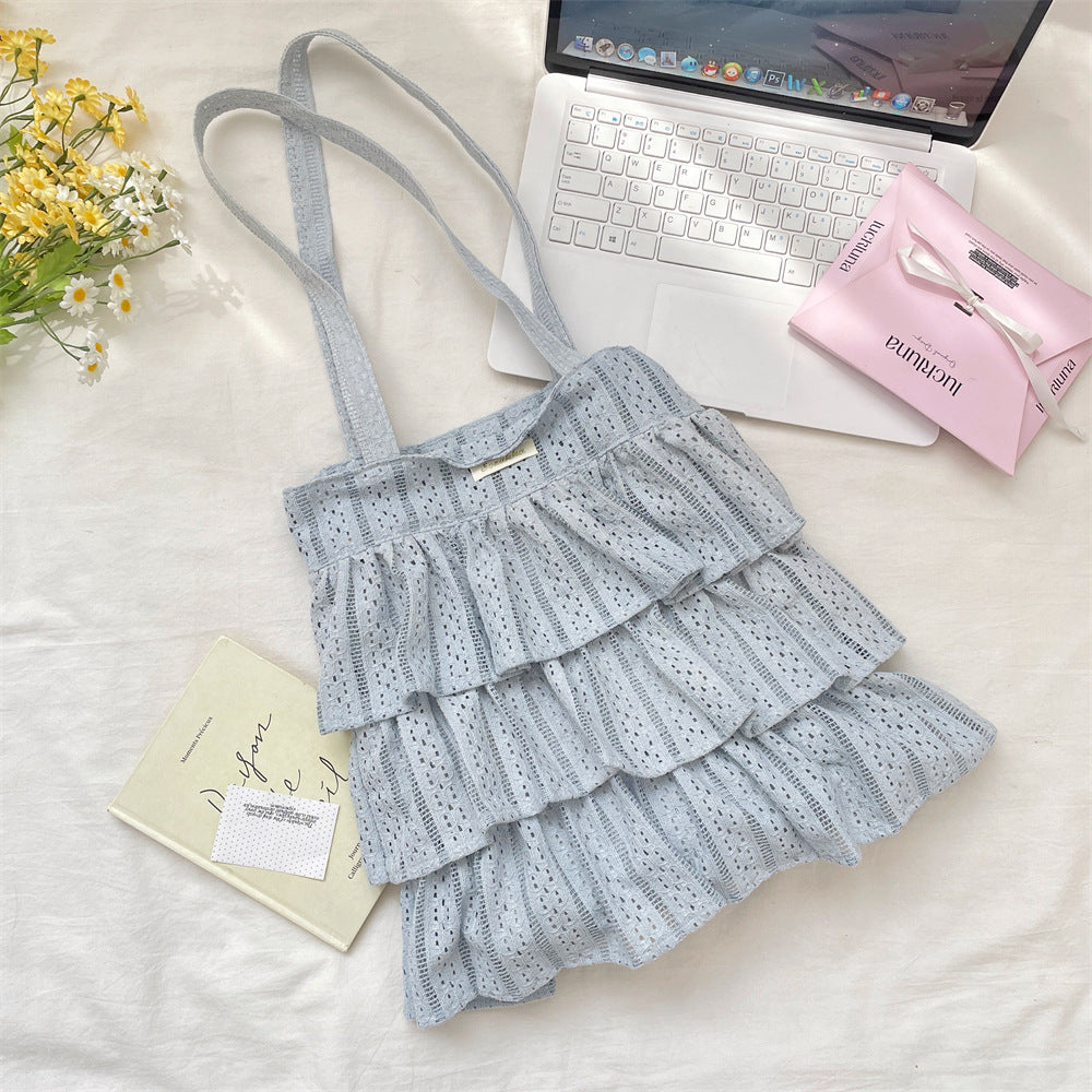 Ruffle Lace Tiered Tote Bag