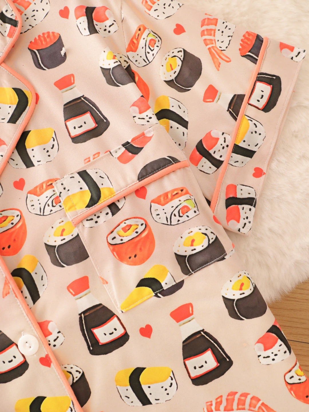 Sushi Print Ruffle Hem Pajama Set