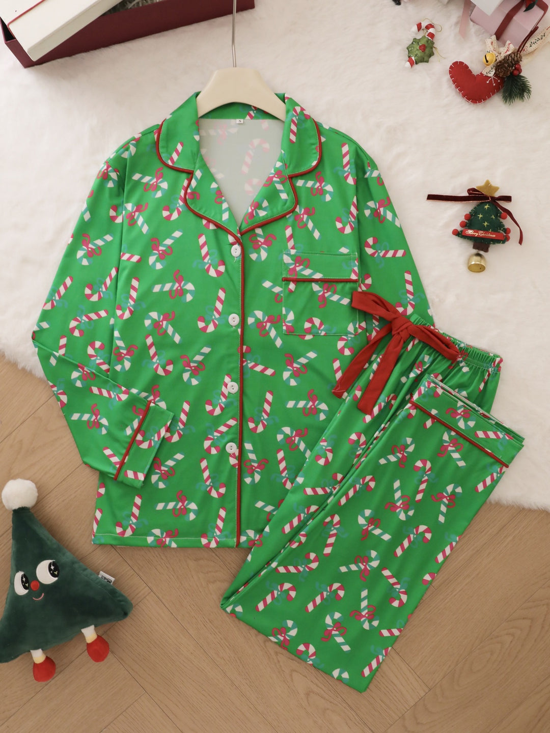 Candy Cane Holiday Long Sleeve Pajama Set