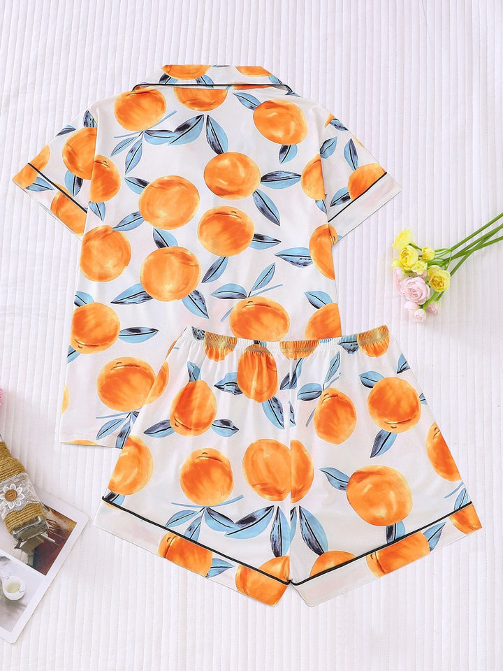 Peach Print Pajama Set