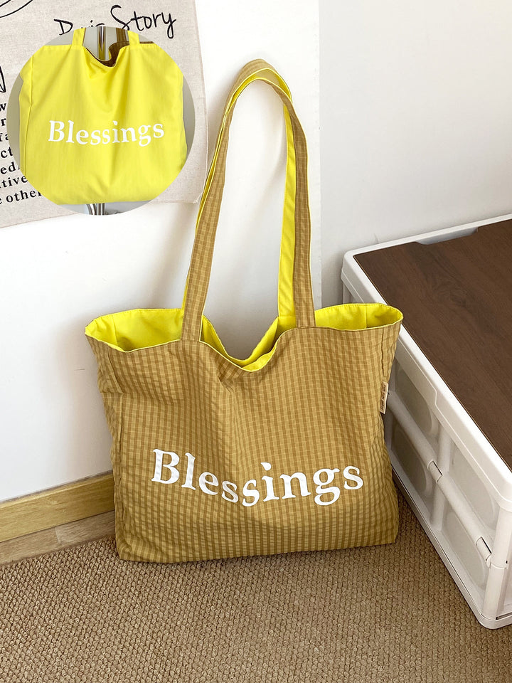 “Blessings” Reversible Stripe Everyday Carryall Tote