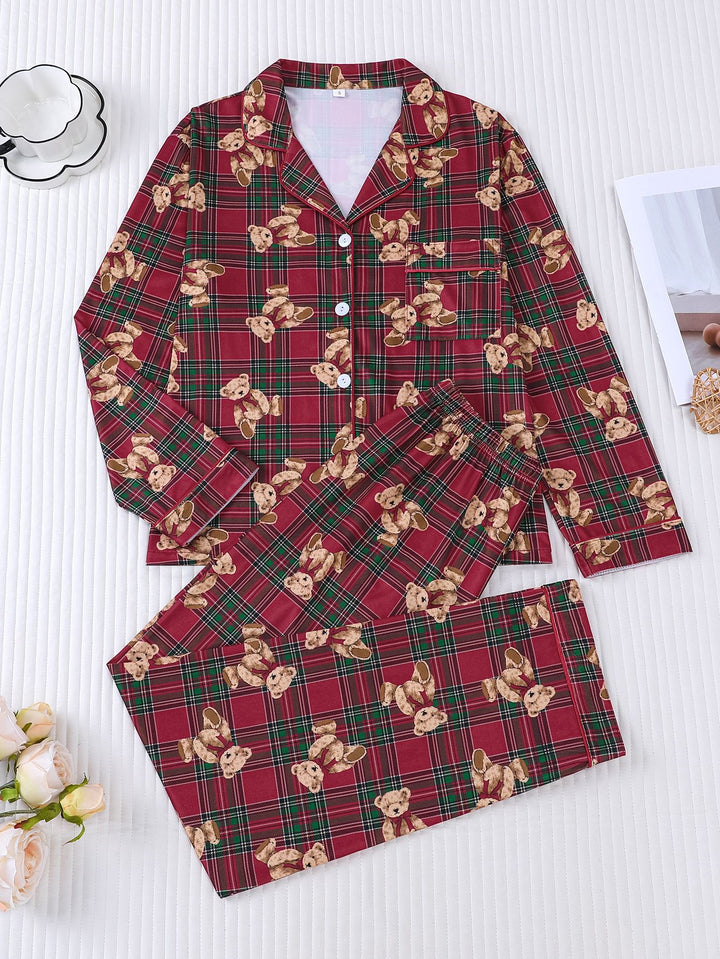 Teddy Tartan Long Sleeve Pajama Set