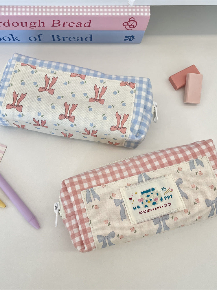 Gingham Bow Pencil Pouch