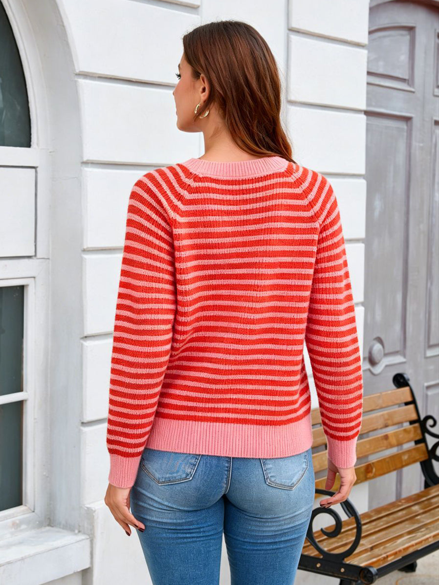 Cozy Stripe Crew Neck Sweater