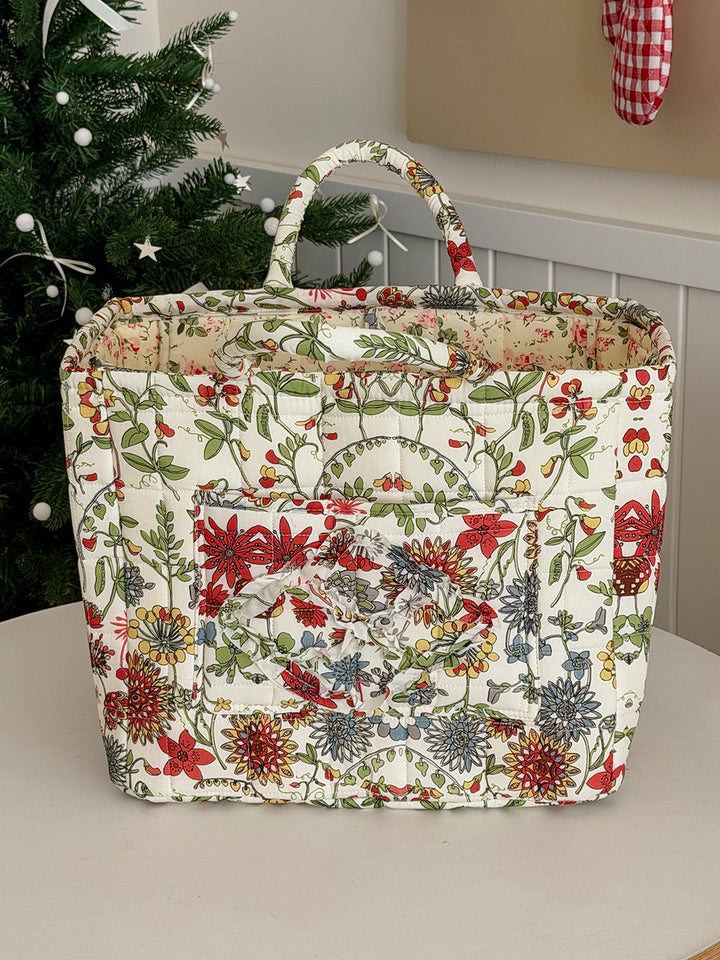 Quilted Floral Soft Side Storage Tote