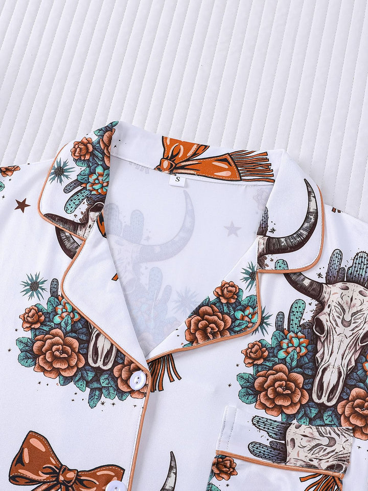 Coquette Western Bow Skull Pajama Set