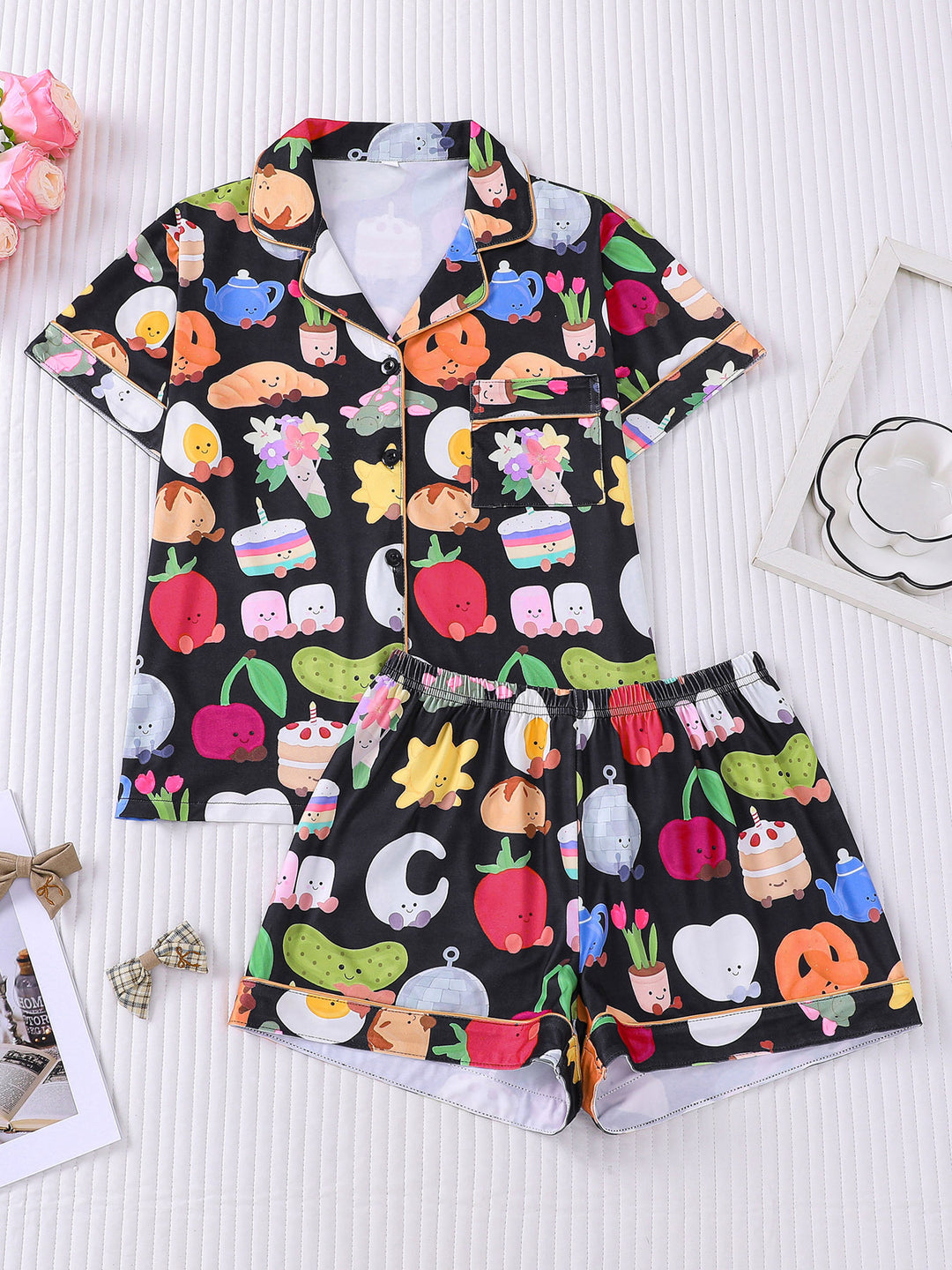 Whimsical Cute Food & Garden Pajama Set