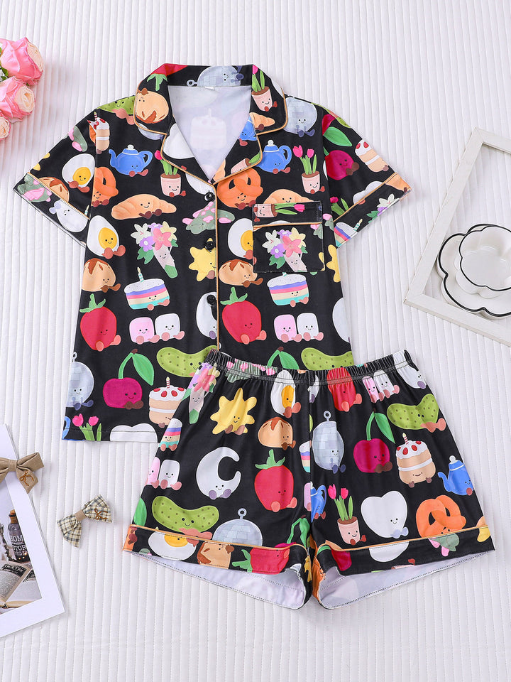 Whimsical Cute Food & Garden Pajama Set