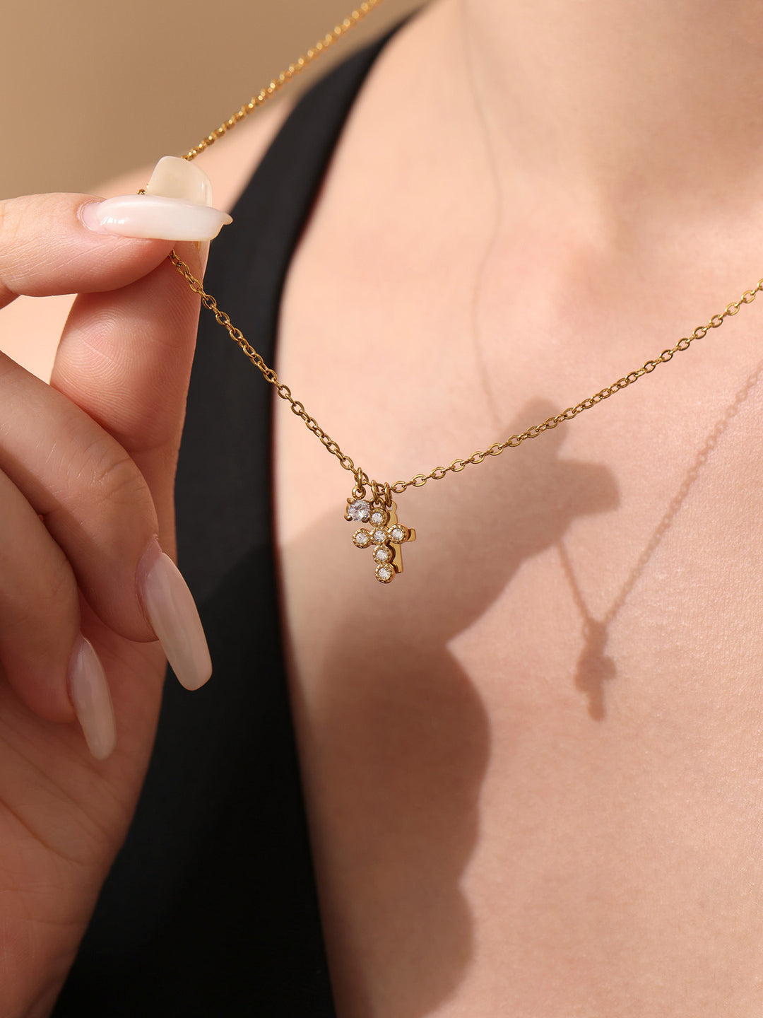 Double Cross Charm Necklace