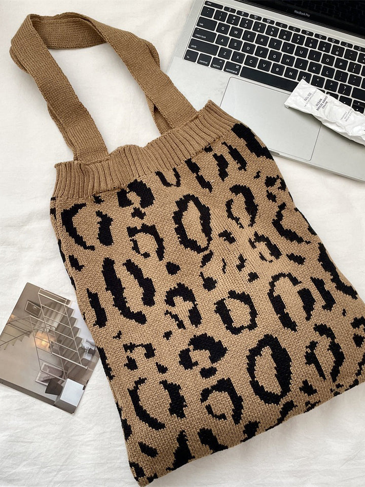 Leopard Knit Tote Bag