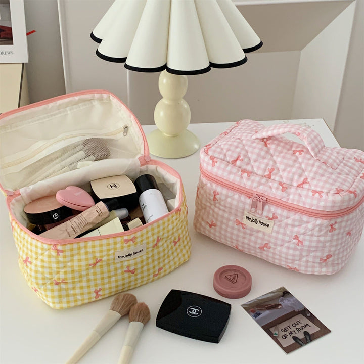 Checkers & Bows Travel Cosmetic Bag