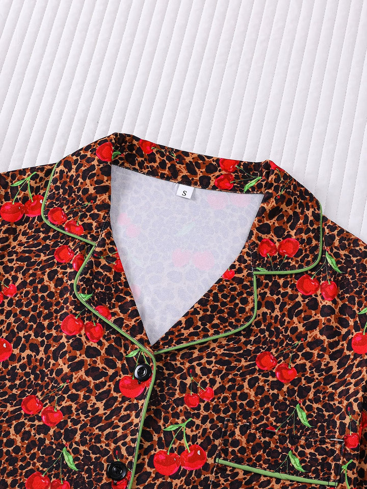 Cherry Animal Print Pajama Set