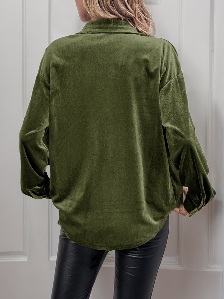 Velvet Button Down Top