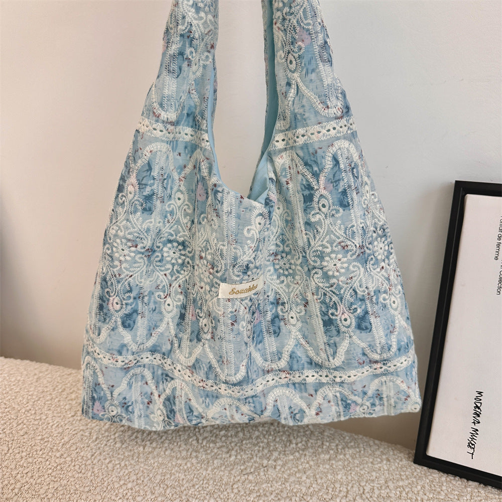 Lace Detail Slouchy Shoulder Bag