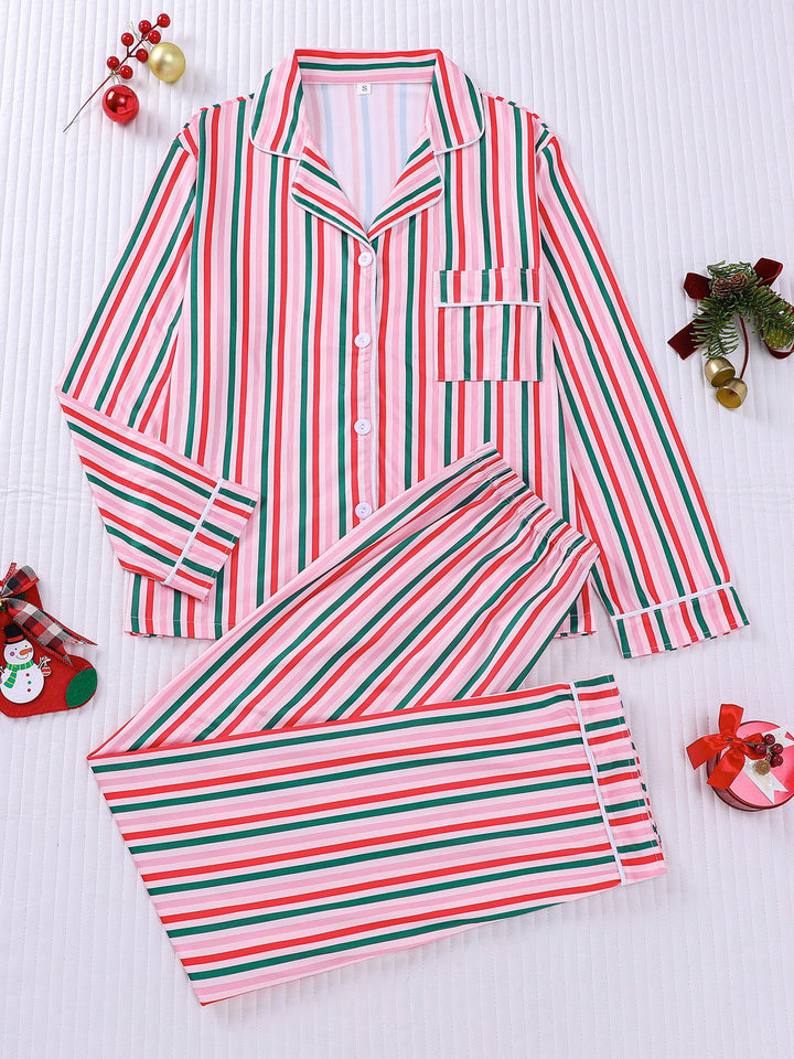 Christmas Stripe Long Sleeve Pajama Set