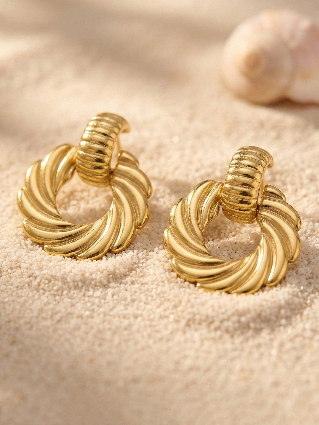 Chunky Twisted Gold Stud Earrings