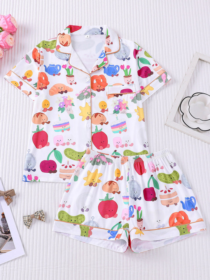 Whimsical Cute Food & Garden Pajama Set