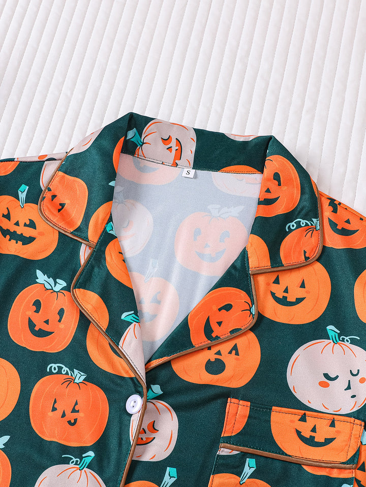 Happy Pumpkin Short Sleeve Pajama Pant Set