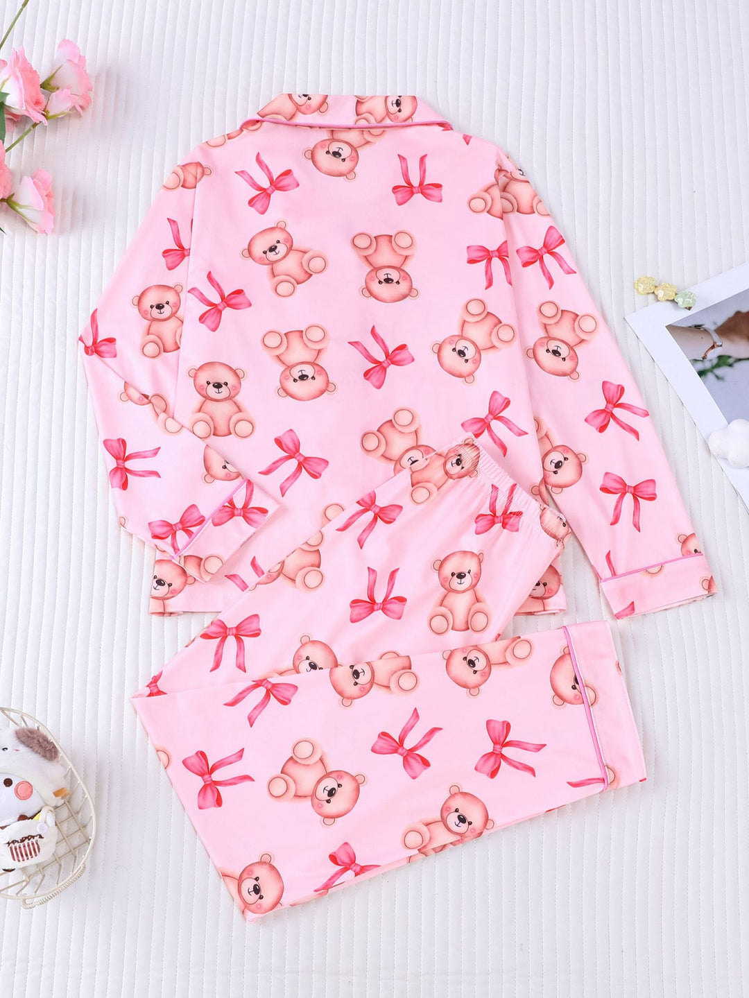 Teddy Bow Kids Long Sleeve Pajama Set