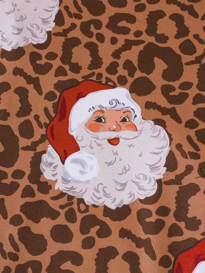 Leopard Santa Christmas Short Pajama Set