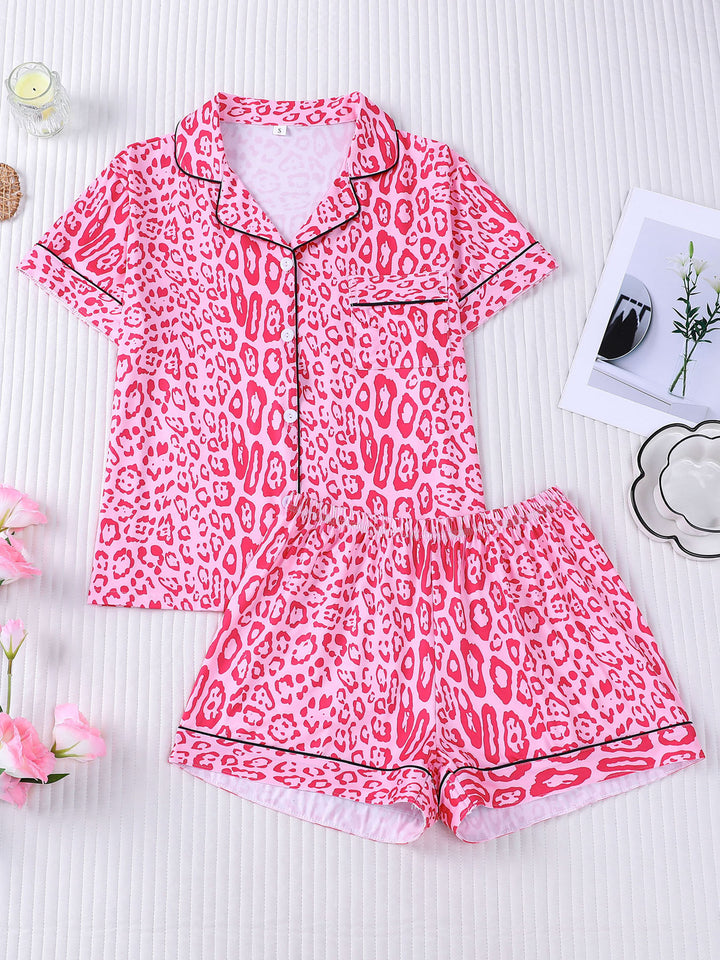 Pink Leopard Print Pajama Set