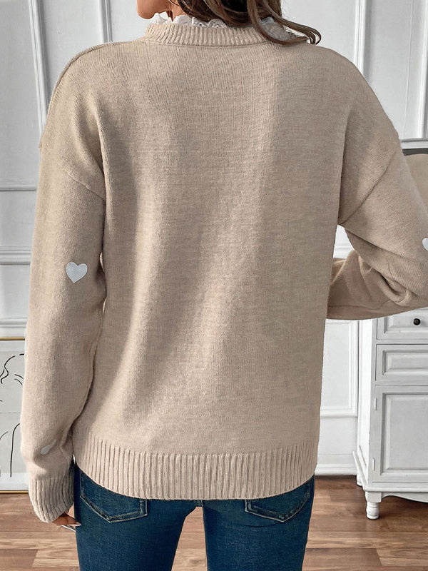 Lace Trim Heart Detail Sweater