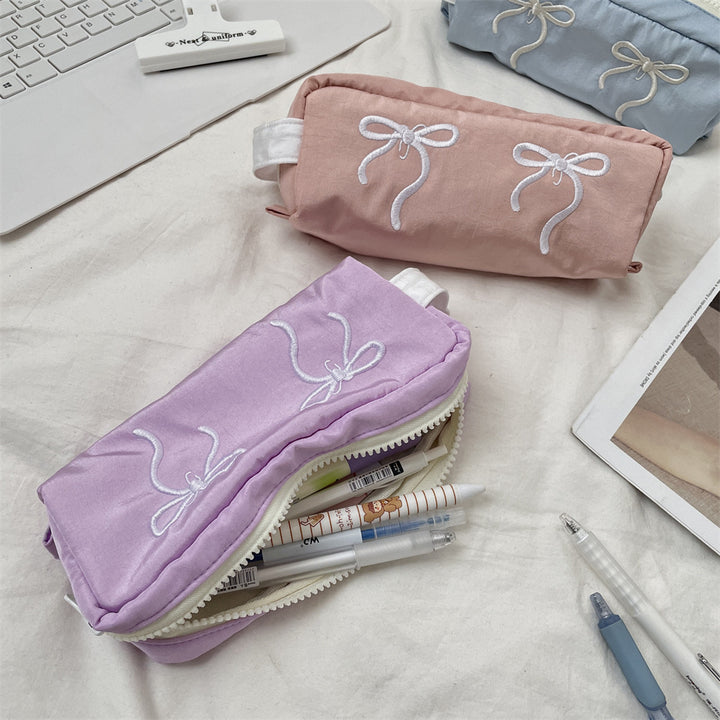 Gingham Bow Pencil Pouch